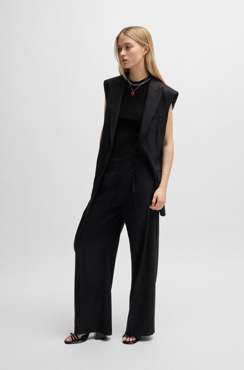 Hugo Boss Top Sin Mangas Con Espalda Cruzada En Tejido De Crepé De Canalé