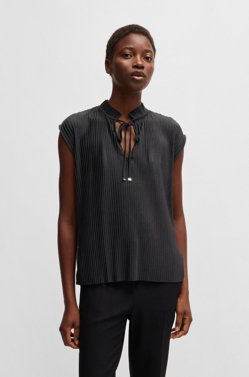 Hugo Boss Top sin mangas en tejido elástico con pliegues plisados