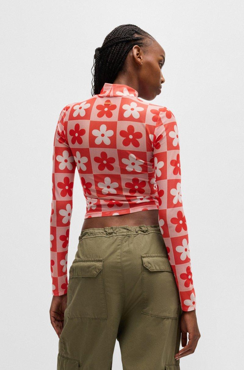 Hugo Boss Top Slim Fit En Malla Elástica Con Estampado De Temporada