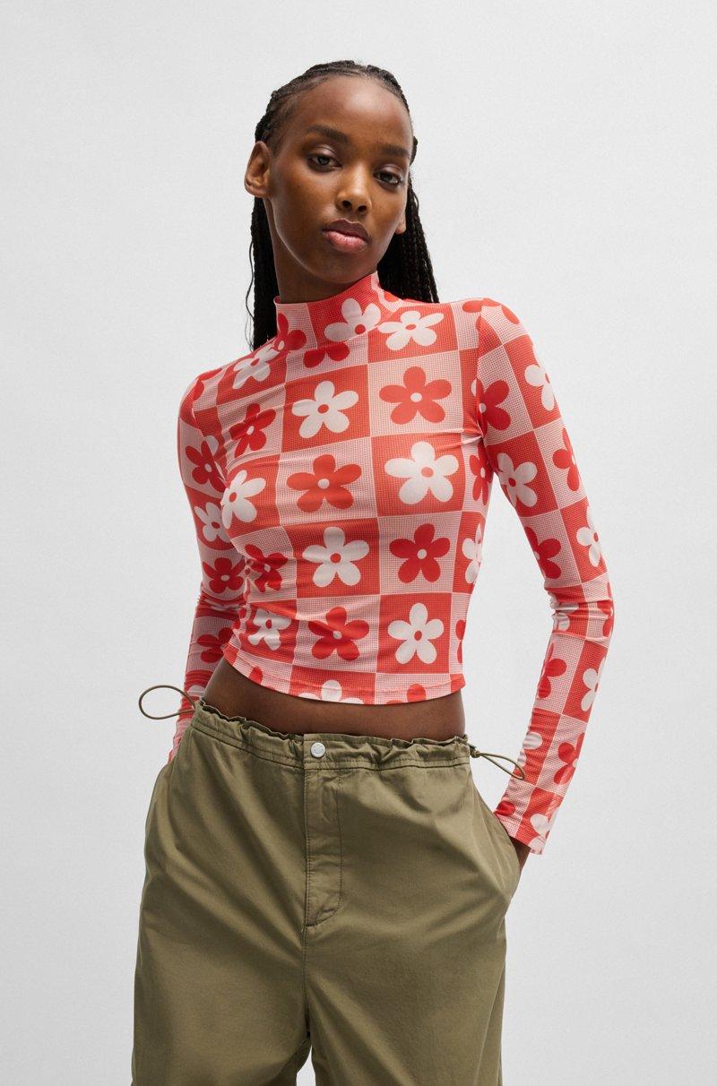 Hugo Boss Top slim fit en malla elástica con estampado de temporada