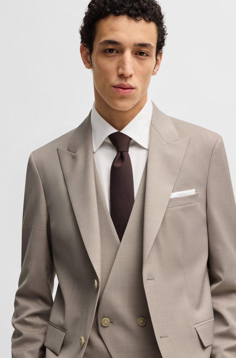 Hugo Boss Traje Con Chaleco De Paño Elástico Con Microestampado