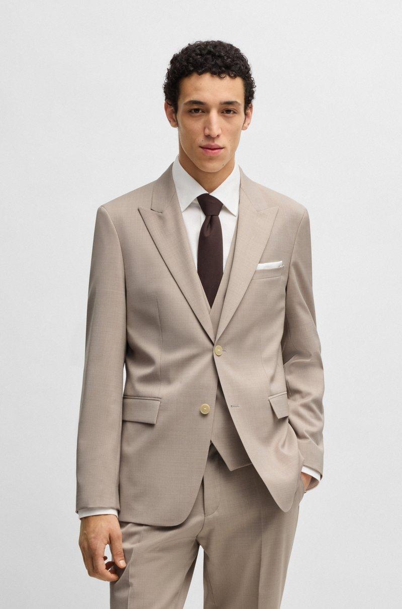 Hugo Boss Traje Con Chaleco De Paño Elástico Con Microestampado