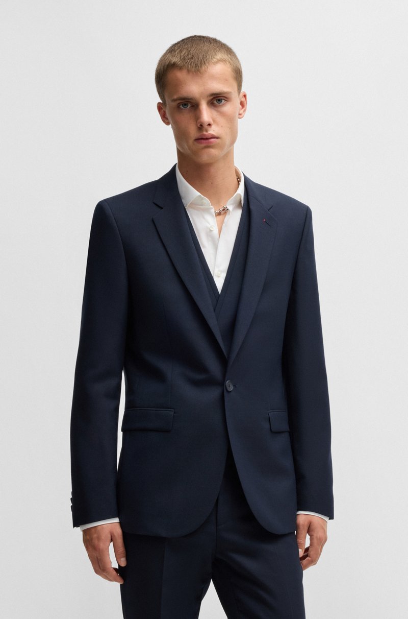Hugo Boss Traje Con Chaleco Extra Slim De Tela Elástica