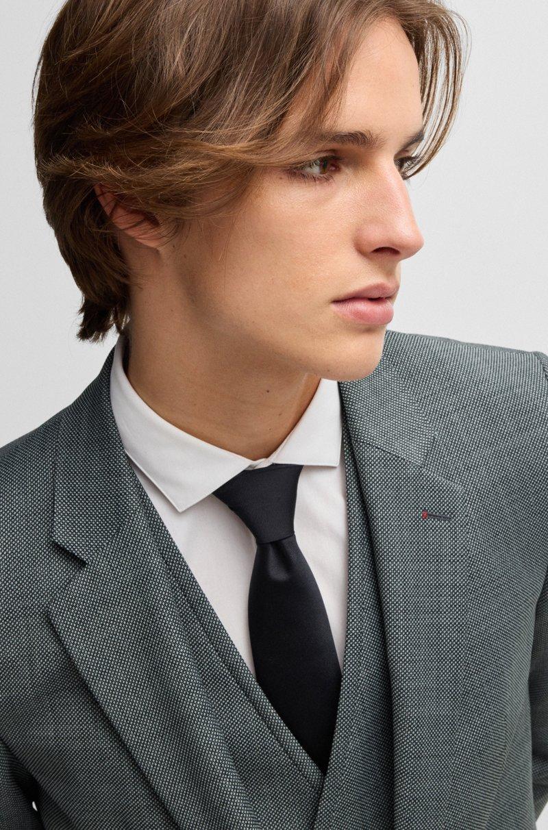 Hugo Boss Traje Con Chaleco Extra Slim Fit En Paño Elástico Con Microdibujo