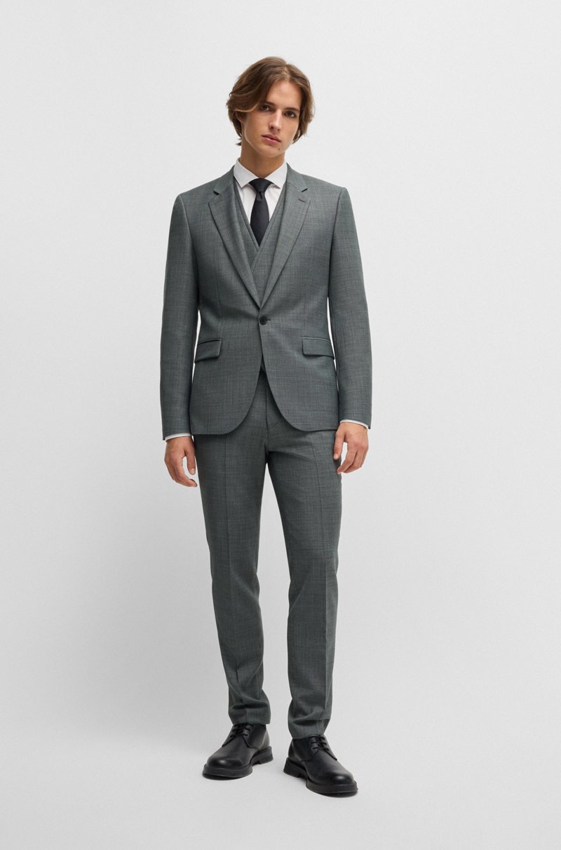Hugo Boss Traje con chaleco extra slim fit en paño elástico con microdibujo