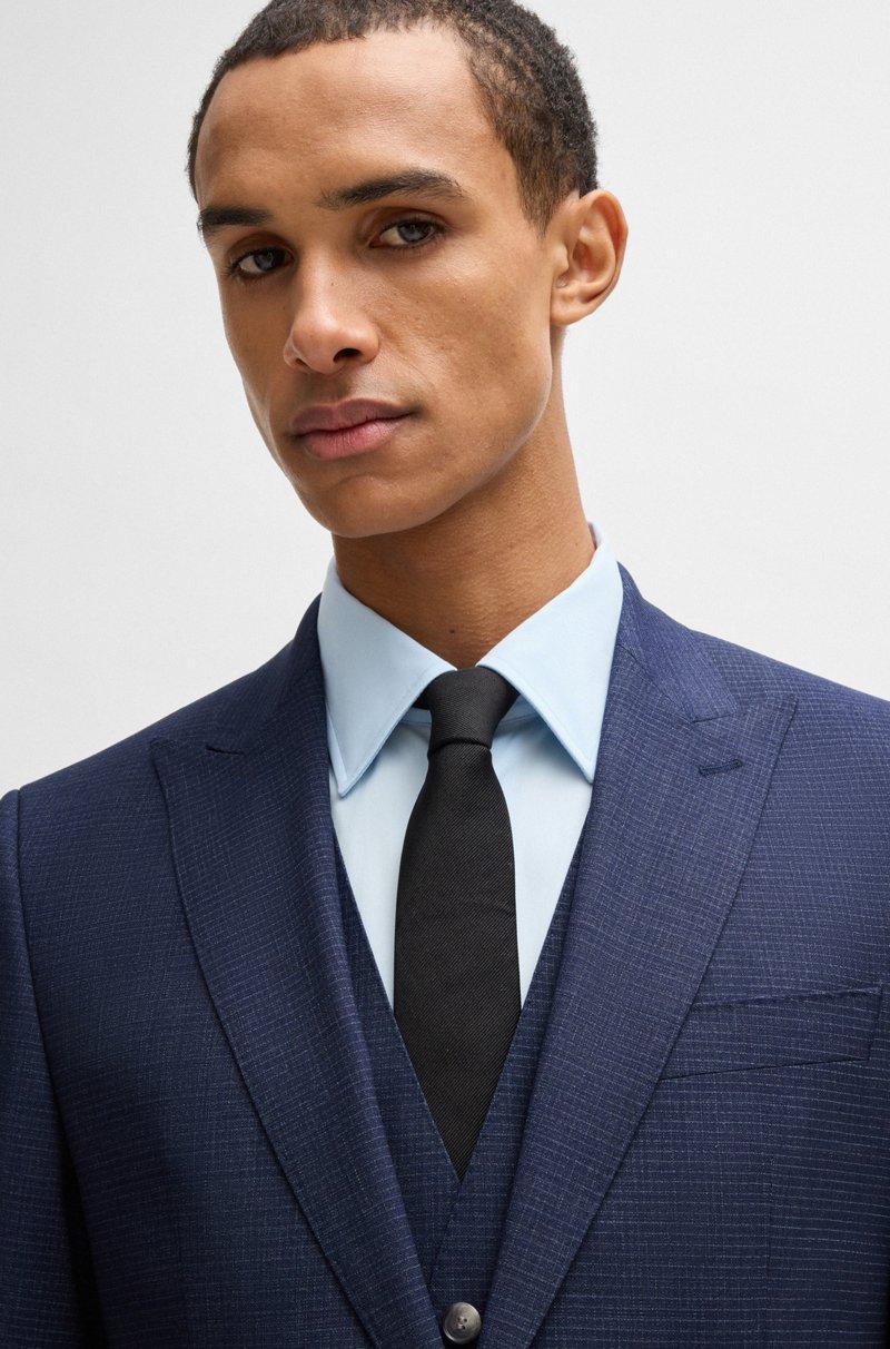 Hugo Boss Traje Con Chaleco Regular Fit De Lana Con Elástico