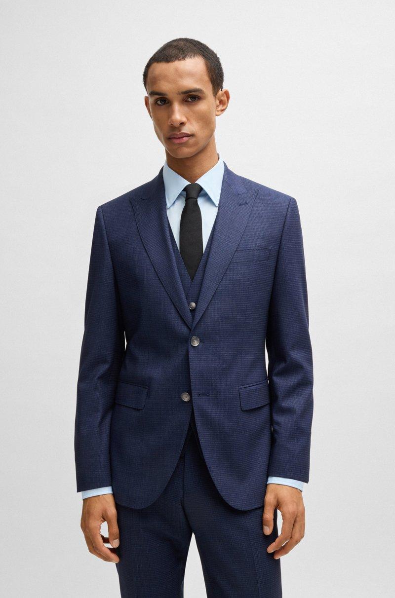 Hugo Boss Traje Con Chaleco Regular Fit De Lana Con Elástico