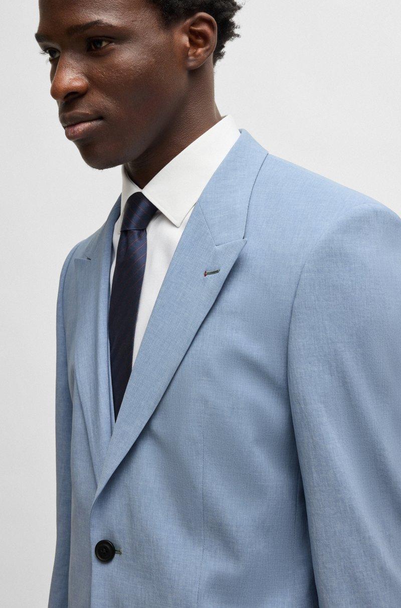 Hugo Boss Traje Con Chaleco Slim Fit De Tejido Con Apariencia De Lino
