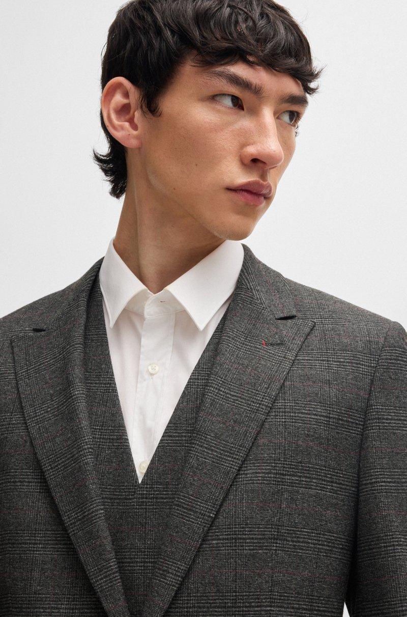 Hugo Boss Traje Con Chaleco Slim Fit En Franela A Cuadros