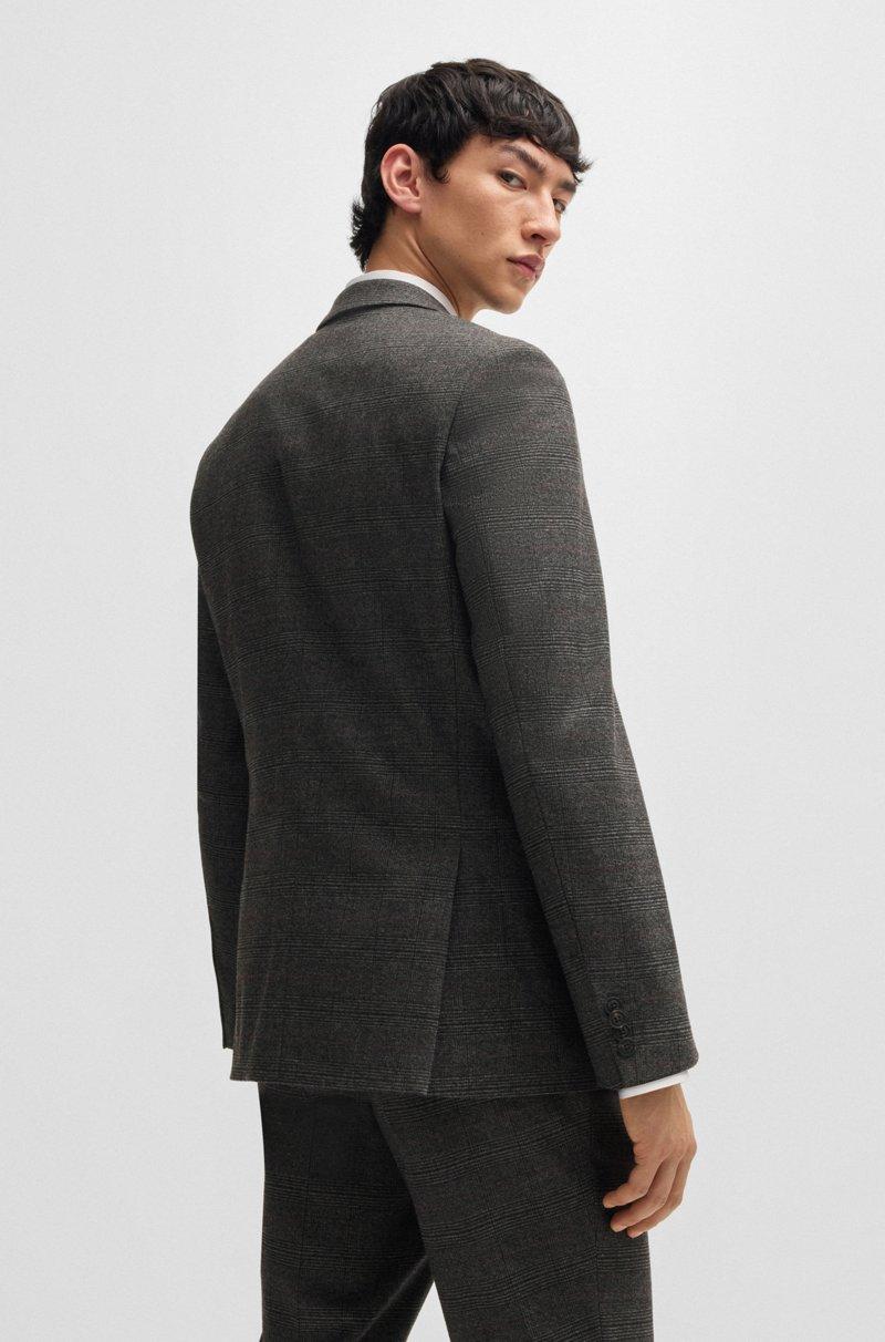Hugo Boss Traje Con Chaleco Slim Fit En Franela A Cuadros