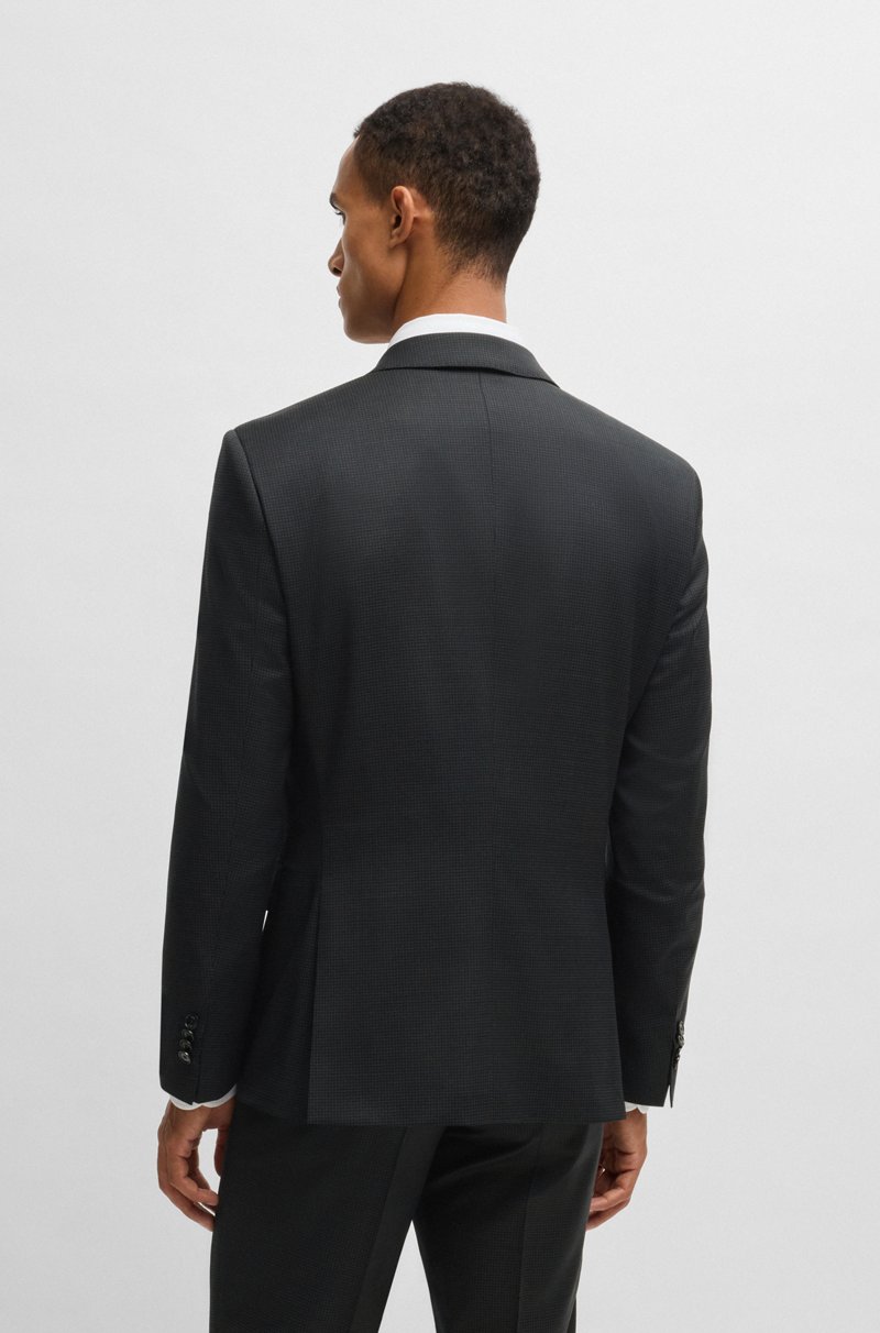 Hugo Boss Traje Con Chaleco Slim Fit En Lana Elástica Estampada