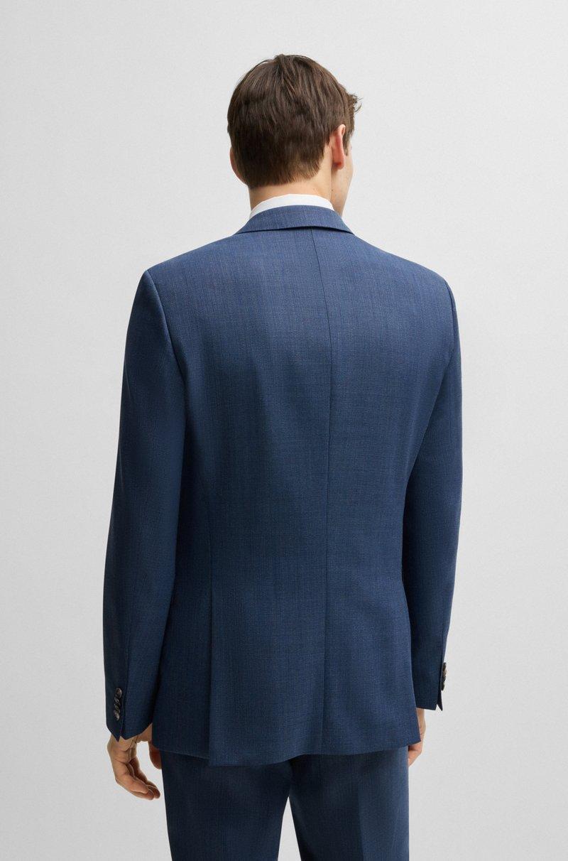 Hugo Boss Traje Con Chaleco Slim Fit En Lana Elástica Estampada