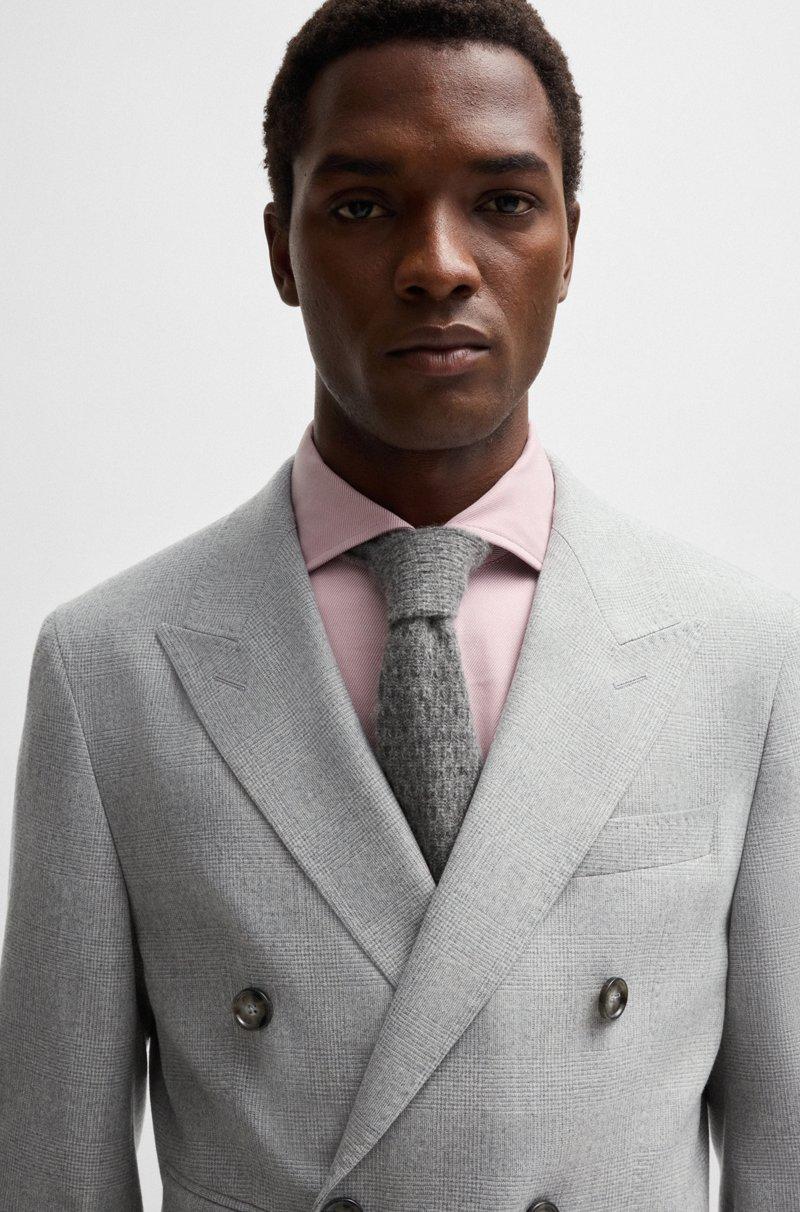 Hugo Boss Traje Cruzado Slim Fit En Lana Virgen A Cuadros