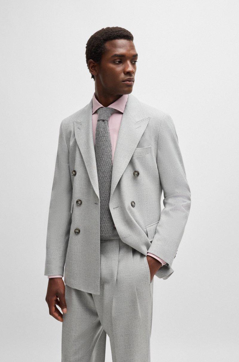 Hugo Boss Traje Cruzado Slim Fit En Lana Virgen A Cuadros