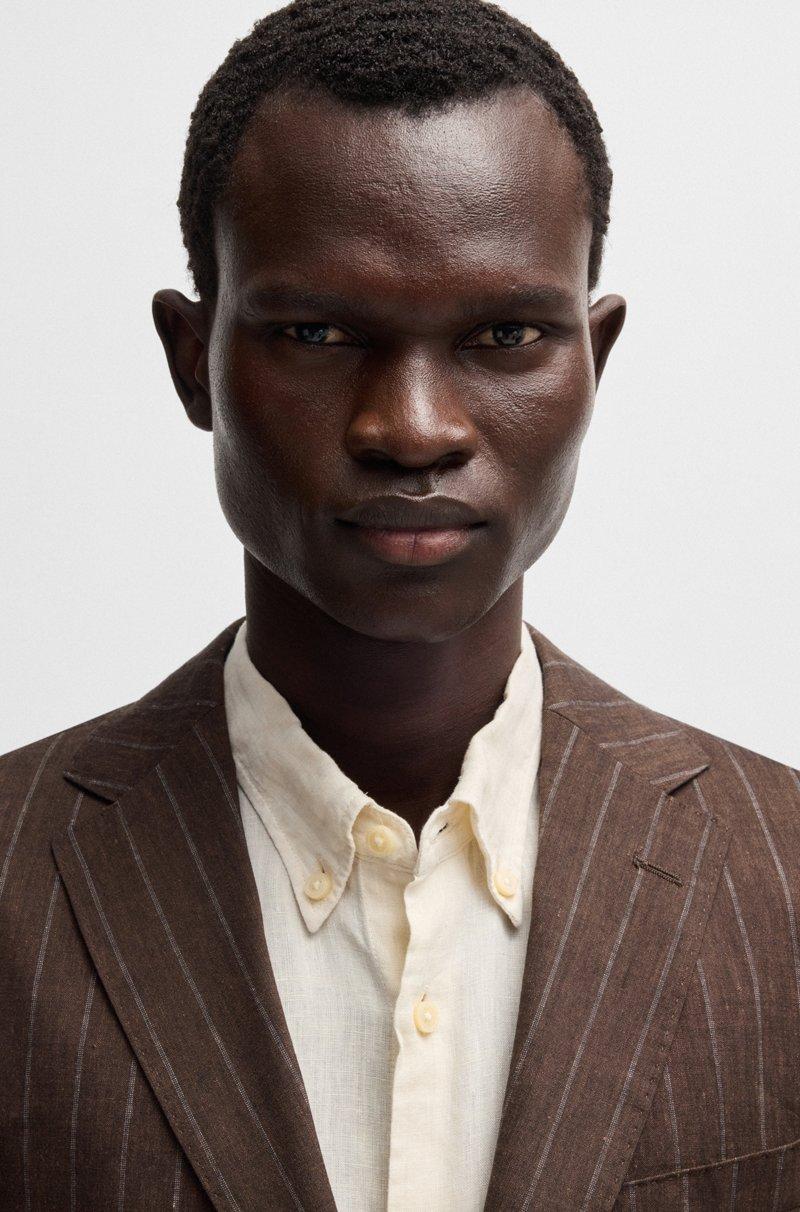 Hugo Boss Traje De Raya Diplomática En Lino Lana Y Elástico