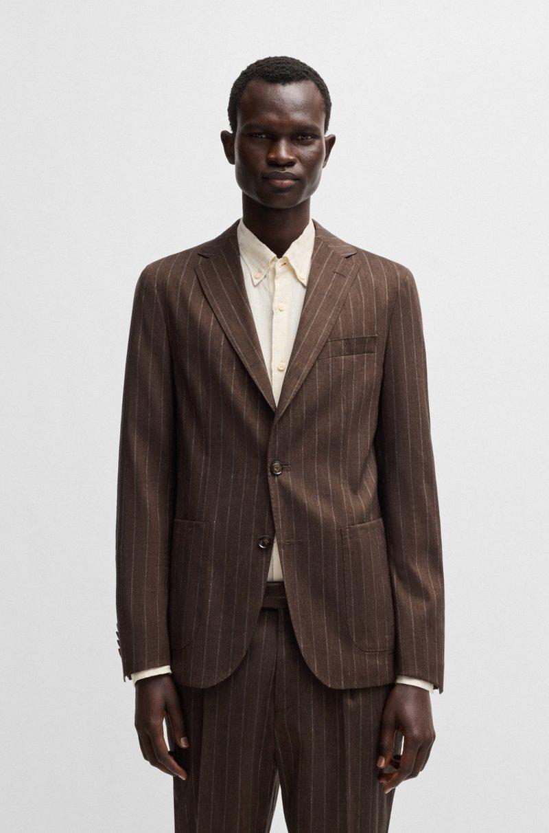 Hugo Boss Traje De Raya Diplomática En Lino Lana Y Elástico