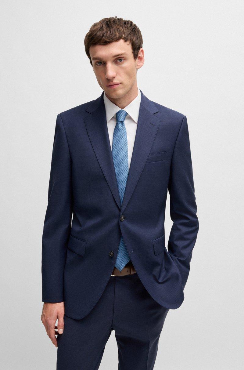 Hugo Boss Traje Regular Fit De Lana Con Elástico Y Estampado