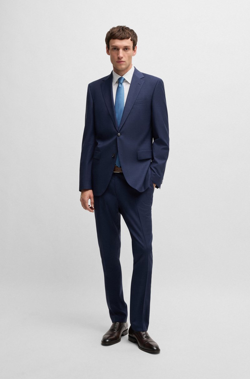 Hugo Boss Traje regular fit de lana con elástico y estampado