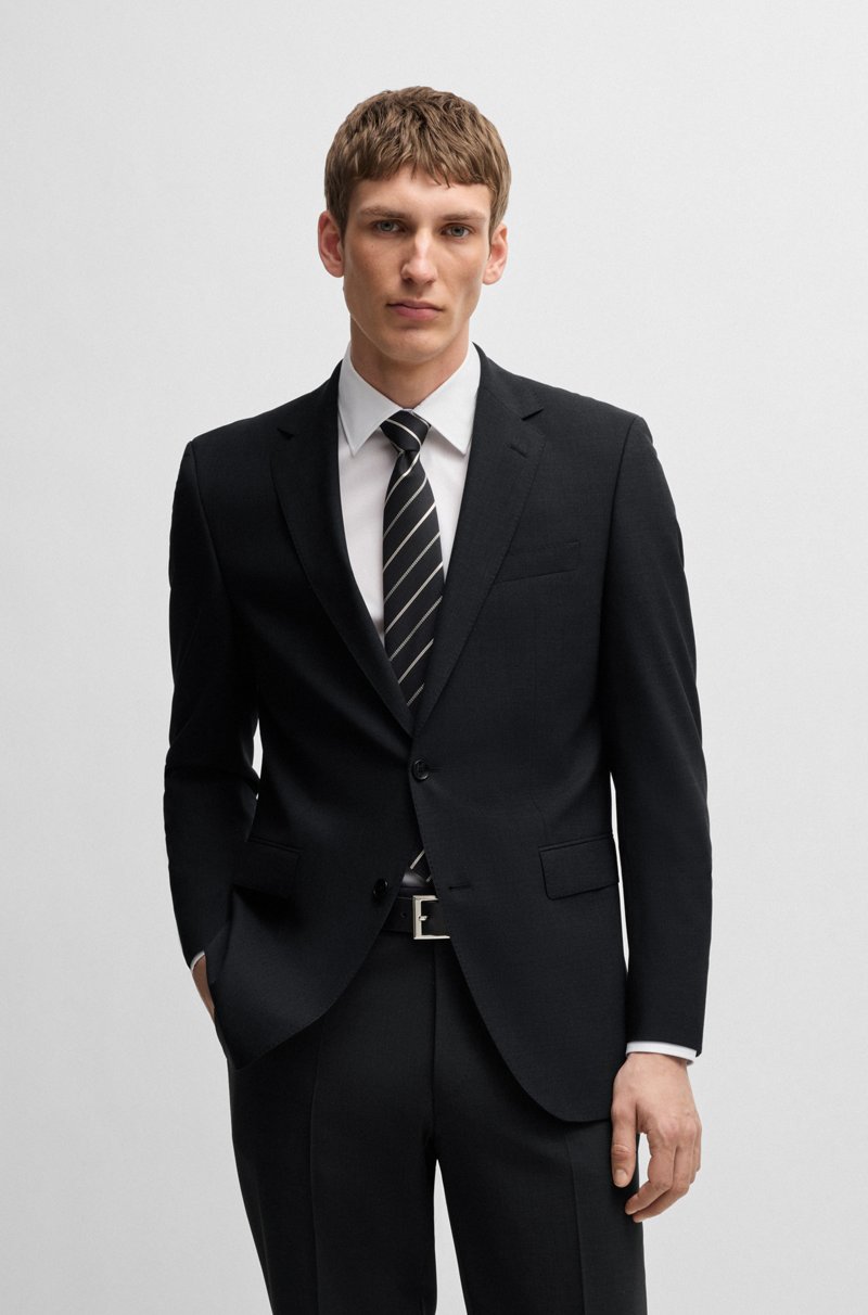 Hugo Boss Traje Regular Fit De Lana Virgen Elástica