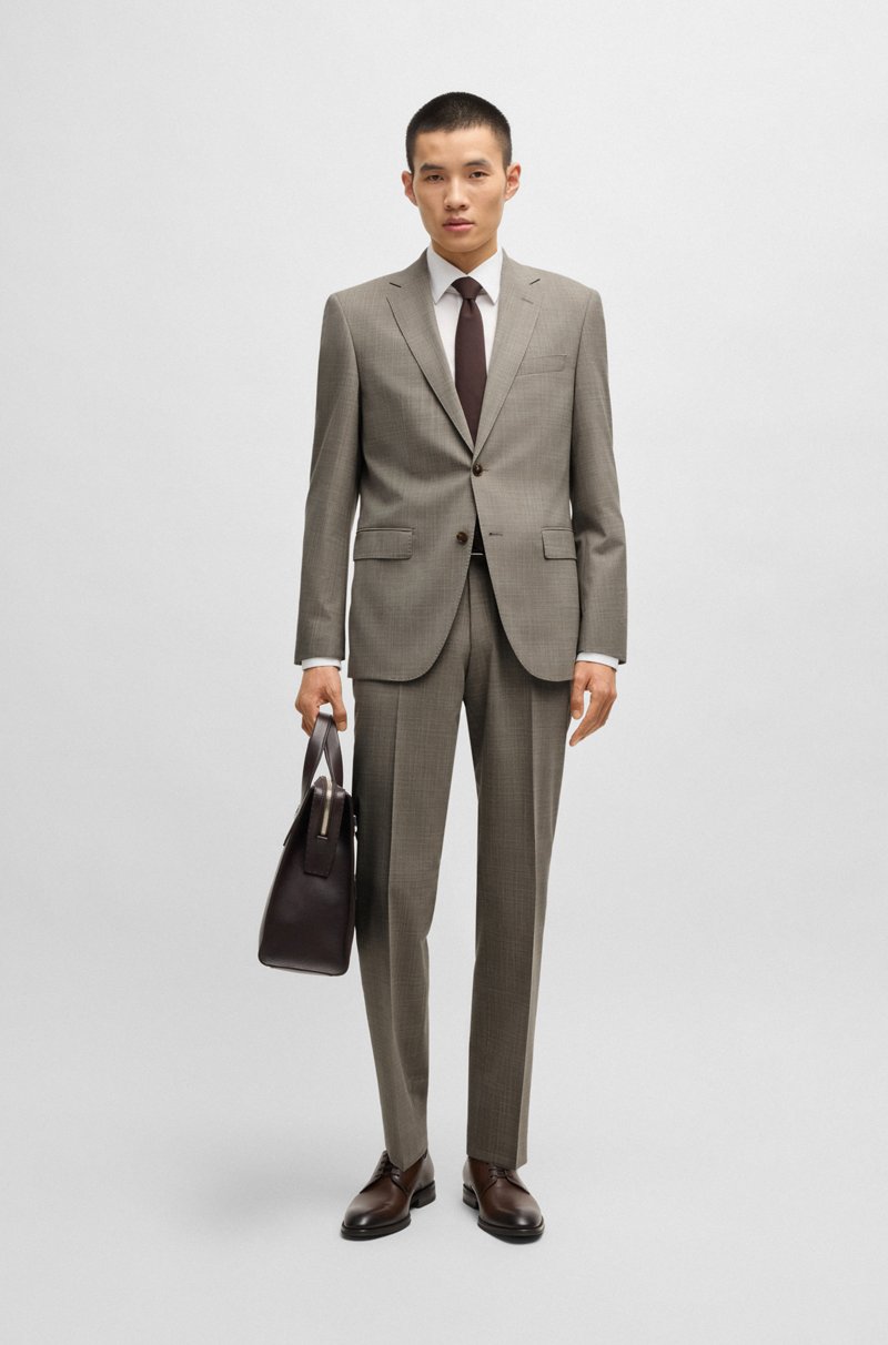 Hugo Boss Traje regular fit de paño elástico con motivo