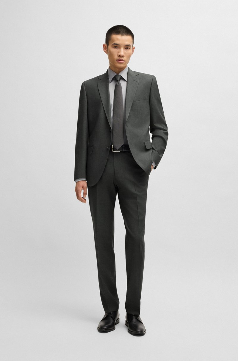 Hugo Boss Traje regular fit de paño jaspeado resistente a las arrugas