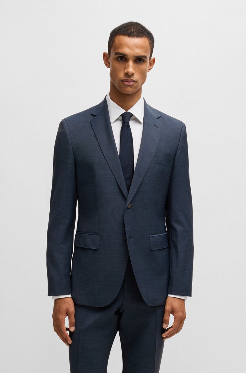 Hugo Boss Traje Regular Fit En Lana Virgen Con Micromotivo