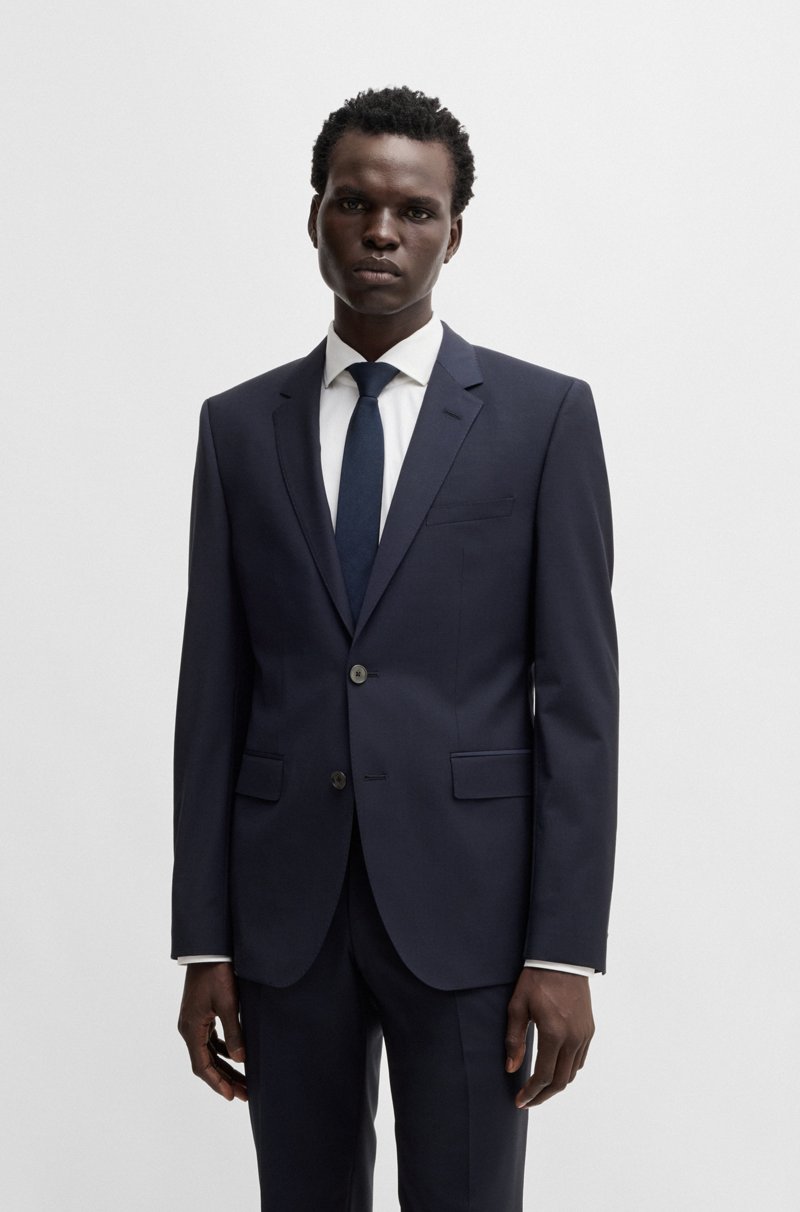 Hugo Boss Traje Regular Fit En Mezcla De Lana Virgen Con Elástico