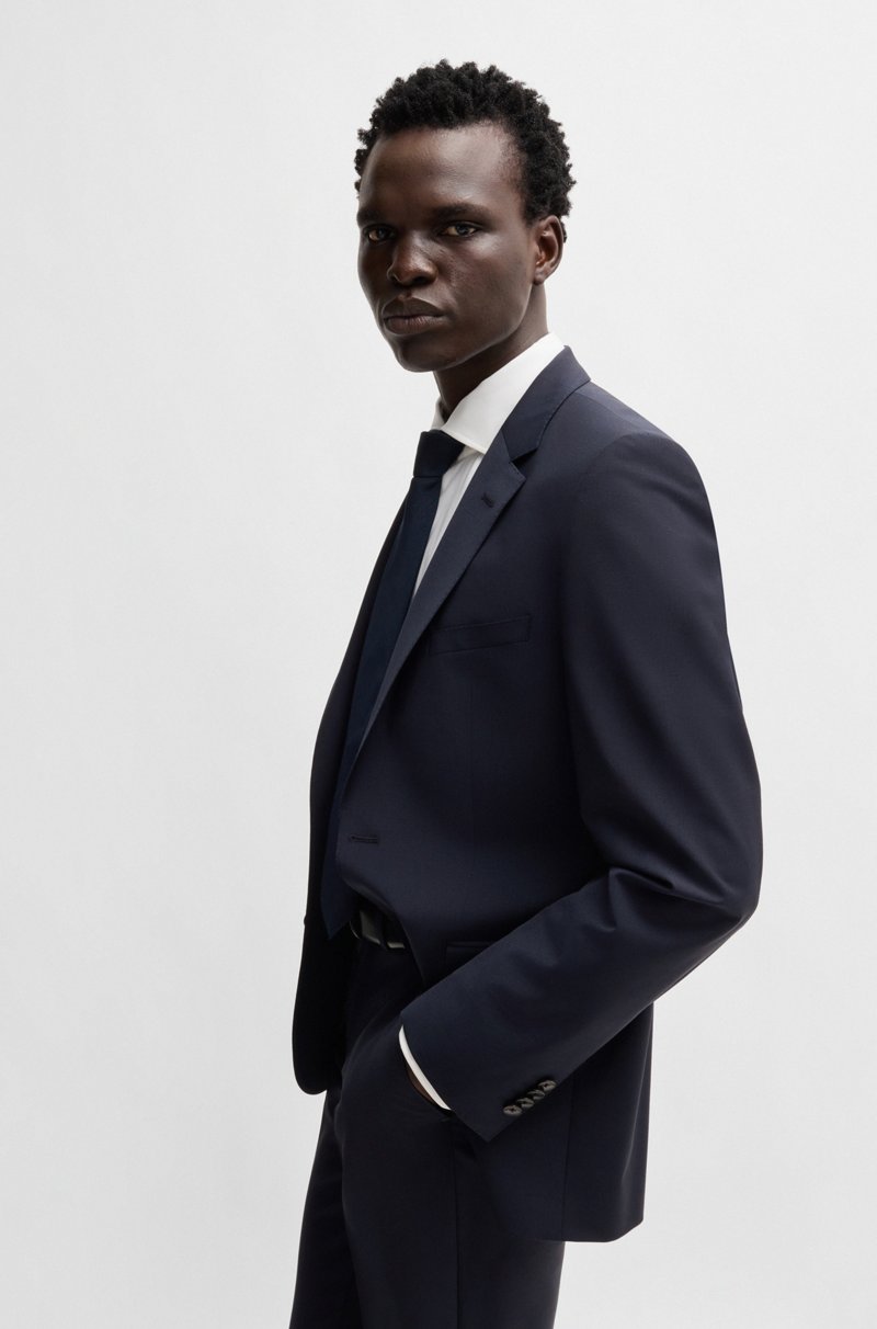 Hugo Boss Traje Regular Fit En Mezcla De Lana Virgen Con Elástico