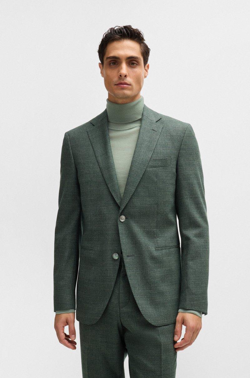 Hugo Boss Traje Slim Fit De Lana Elástica Con Microestampado