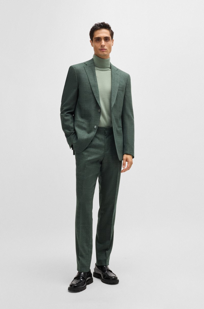 Hugo Boss Traje slim fit de lana elástica con microestampado