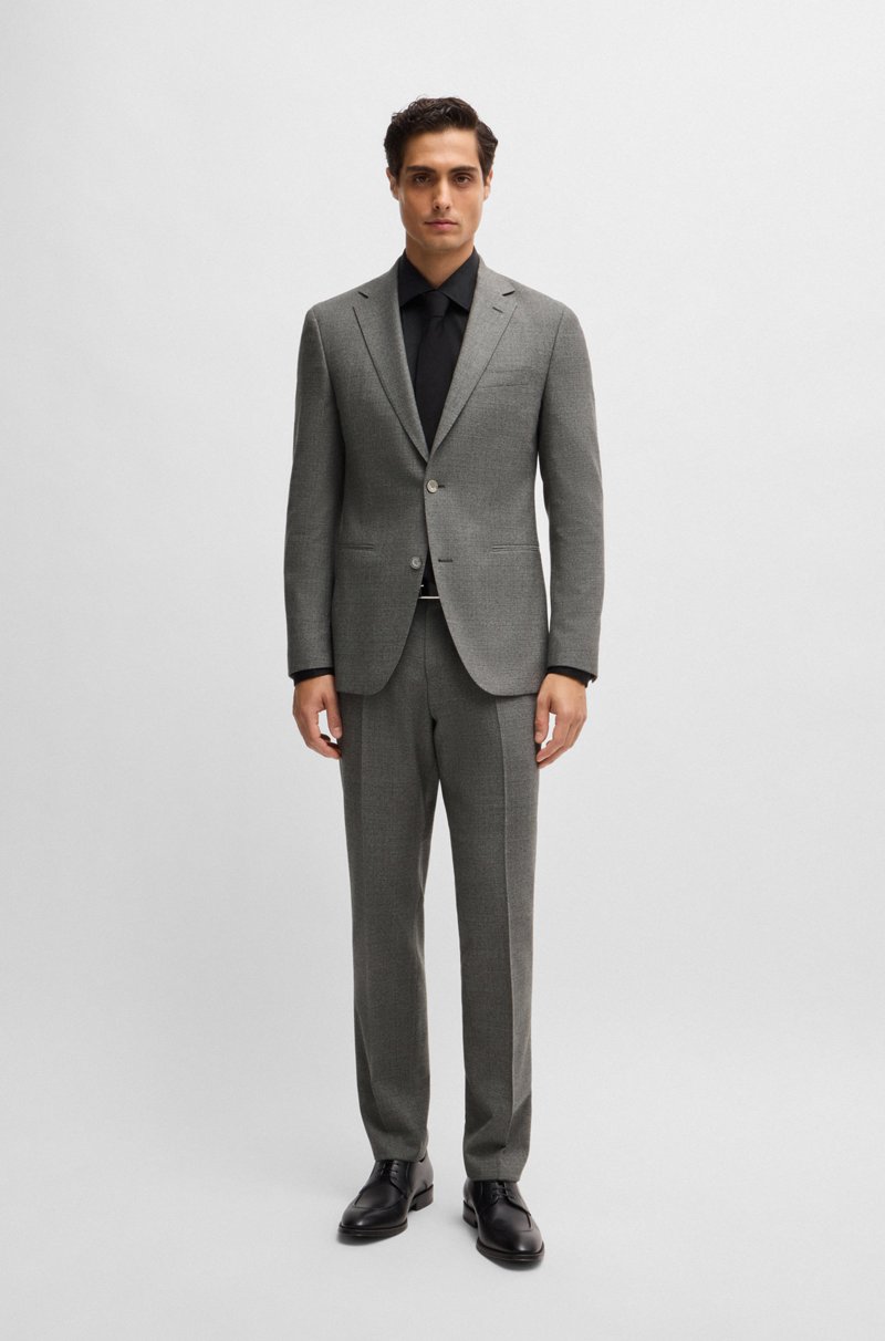 Hugo Boss Traje slim fit de lana elástica con microestampado