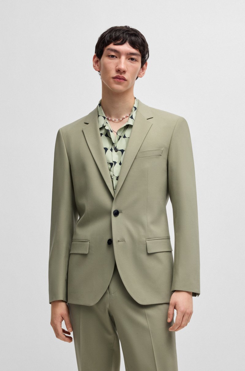 Hugo Boss Traje Slim Fit De Mezcla De Lana Con Elástico De Alto Rendimiento