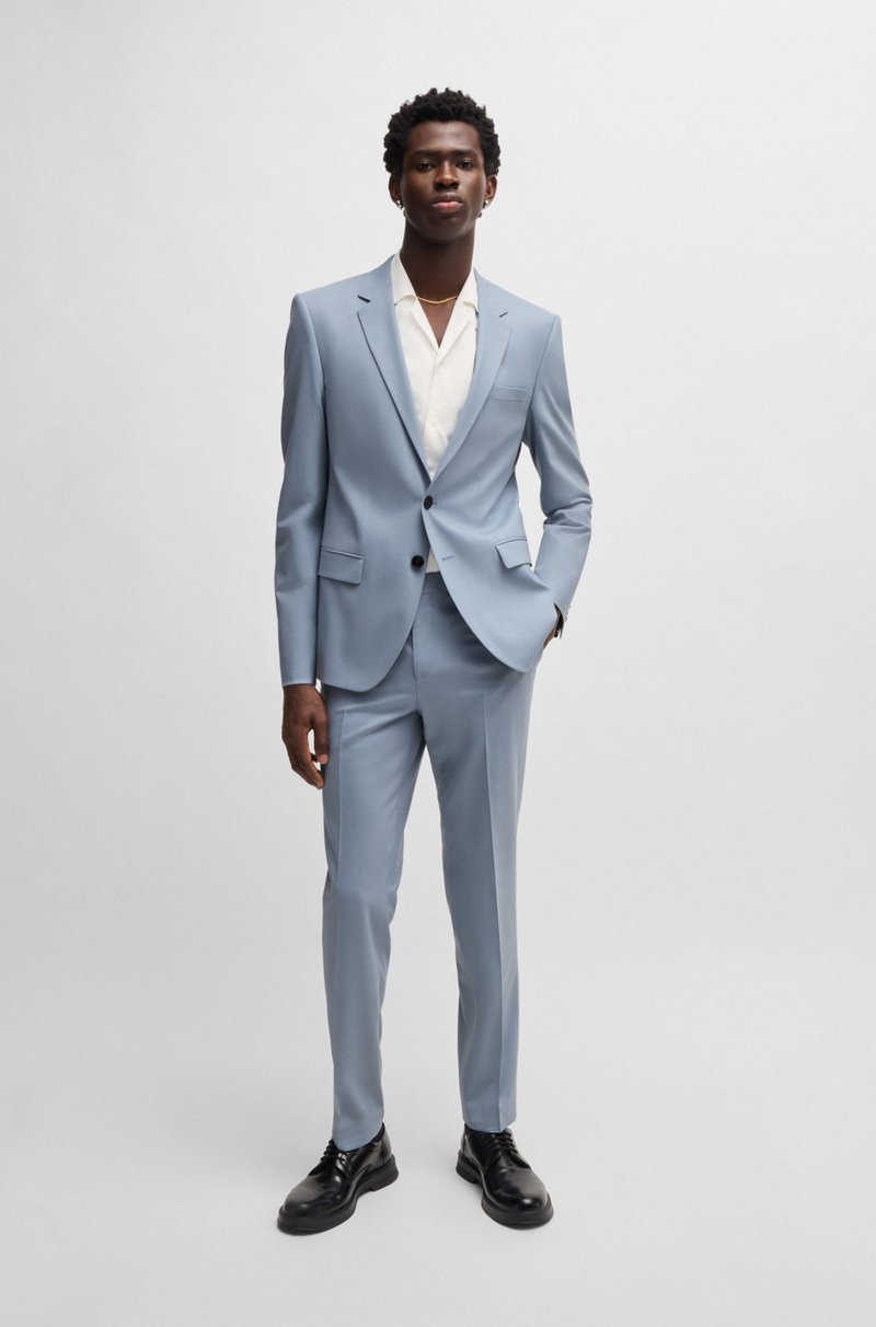 Hugo Boss Traje slim fit de mezcla de lana con elástico de alto rendimiento