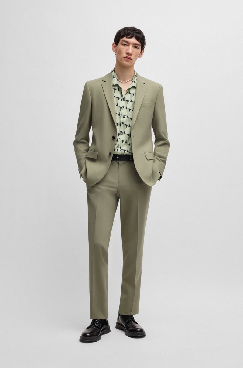 Hugo Boss Traje slim fit de mezcla de lana con elástico de alto rendimiento