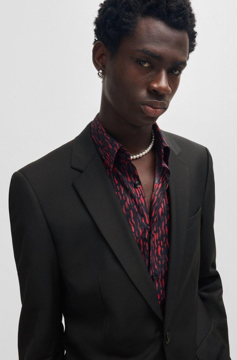 Hugo Boss Traje Slim Fit De Mezcla De Lana Con Elástico Técnico