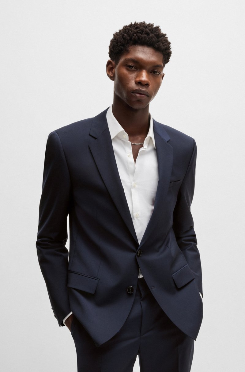 Hugo Boss Traje Slim Fit De Mezcla De Lana Con Elástico Técnico