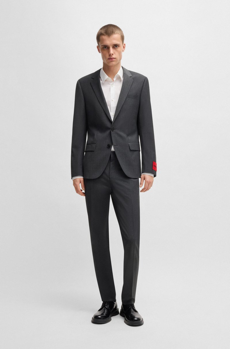 Hugo Boss Traje slim fit de mezcla de lana con elástico técnico