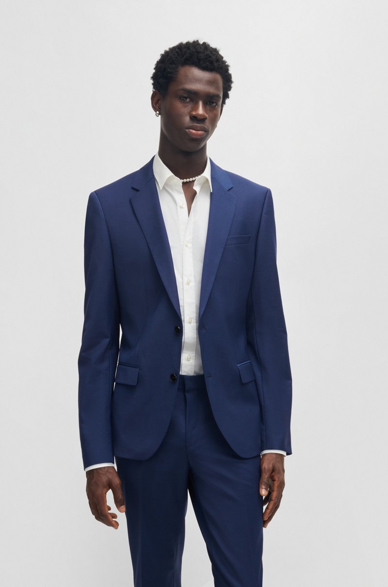 Hugo Boss Traje Slim Fit De Mezcla De Lana Con Elástico Técnico