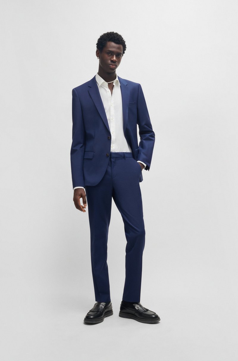 Hugo Boss Traje slim fit de mezcla de lana con elástico técnico