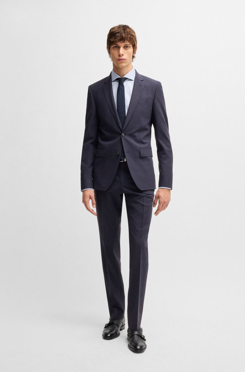 Hugo Boss Traje slim fit de paño elástico con microestampado