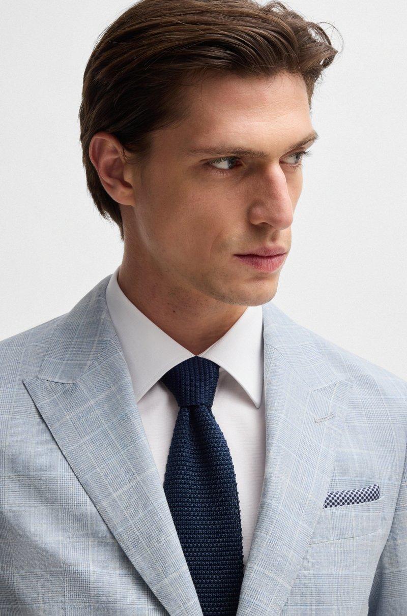 Hugo Boss Traje Slim Fit En Lana Seda Y Lino A Cuadros