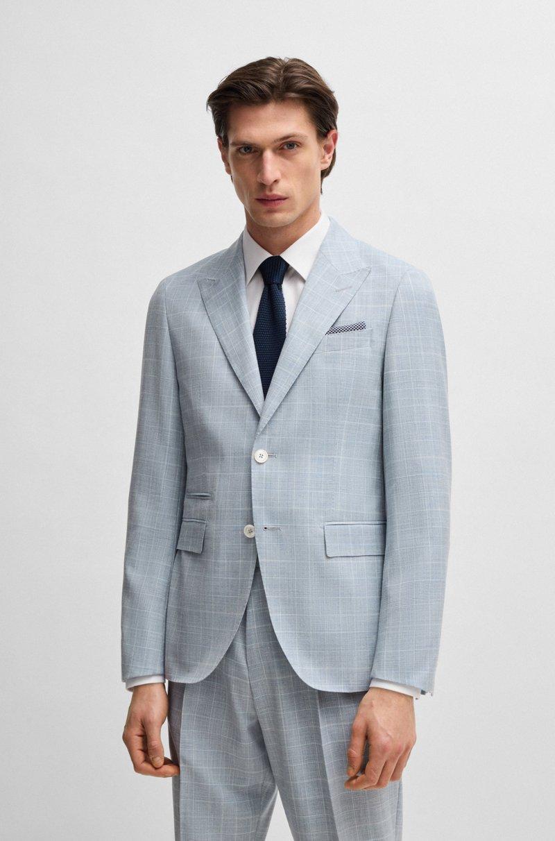Hugo Boss Traje Slim Fit En Lana Seda Y Lino A Cuadros