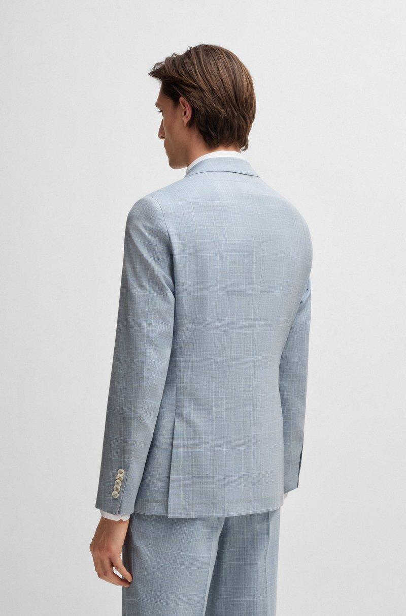 Hugo Boss Traje Slim Fit En Lana Seda Y Lino A Cuadros