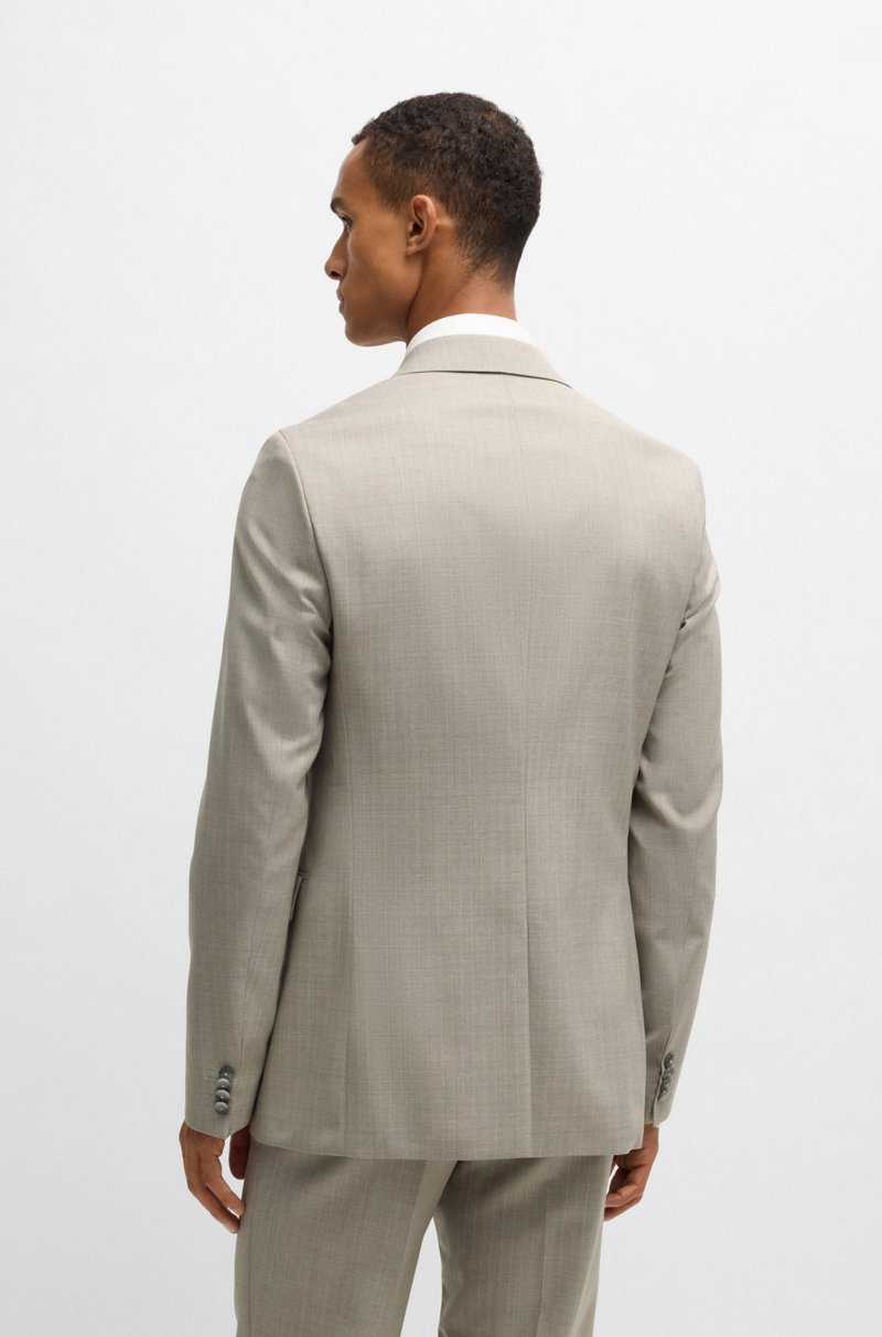 Hugo Boss Traje Slim Fit En Lana Virgen Con Raya Diplomática