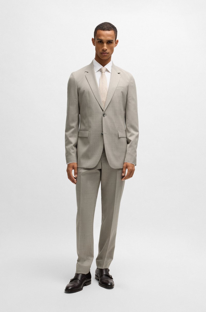 Hugo Boss Traje slim fit en lana virgen con raya diplomática