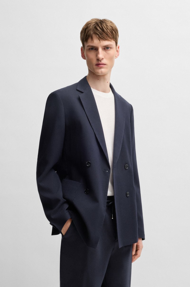 Hugo Boss Traje Slim Fit En Mezcla De Lana Con Microestampado