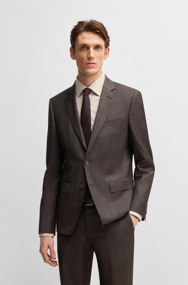 Hugo Boss Traje Slim Fit En Tejido Elástico De Lana Virgen Con Microestampado