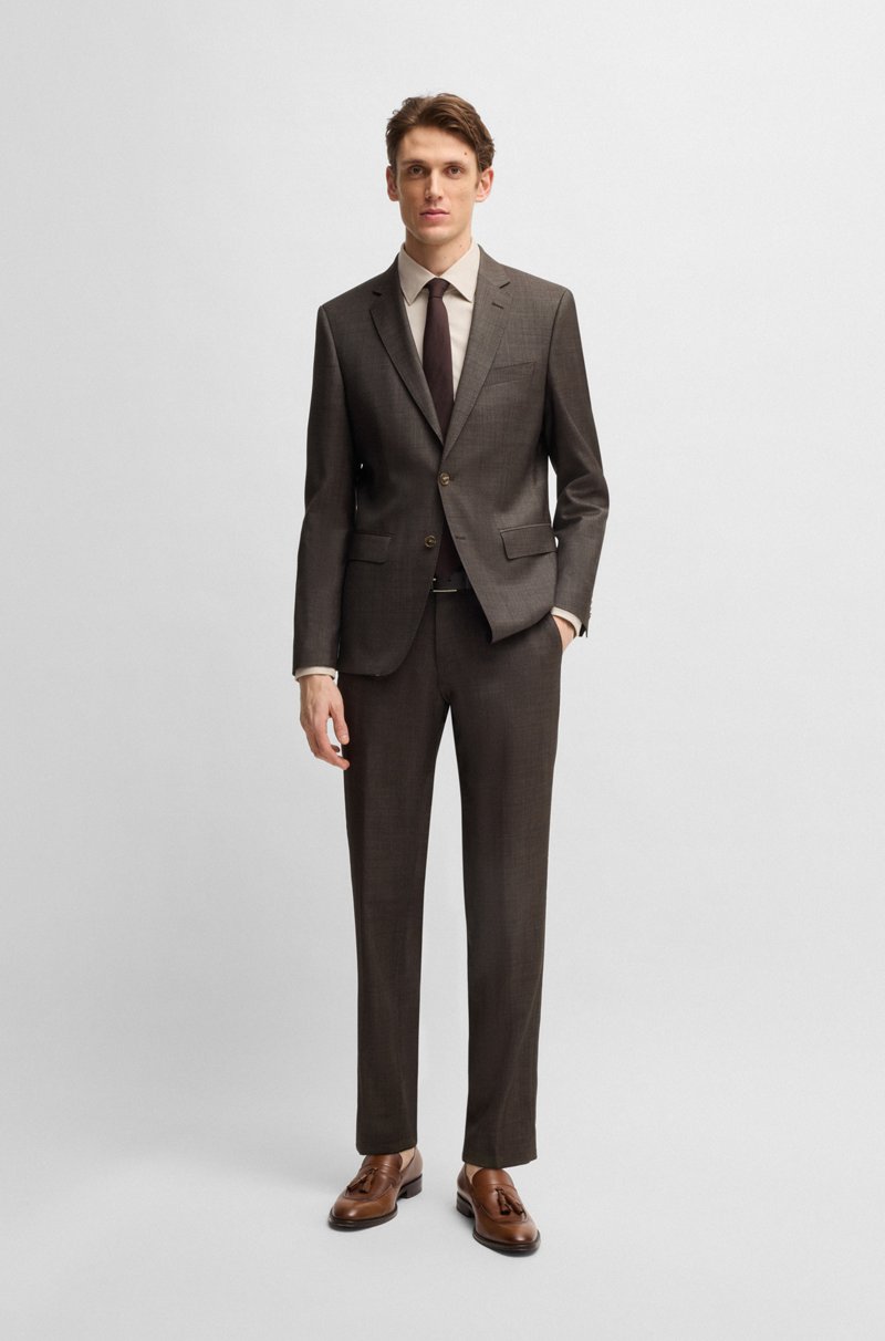 Hugo Boss Traje slim fit en tejido elástico de lana virgen con microestampado