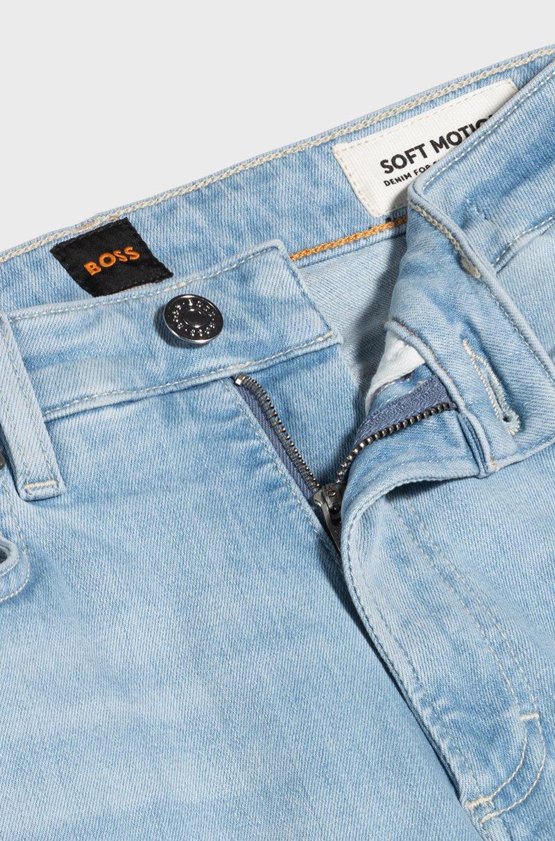 Hugo Boss Vaqueros Acampanados De Denim Elástico Azul Con Aberturas En Los Bajos