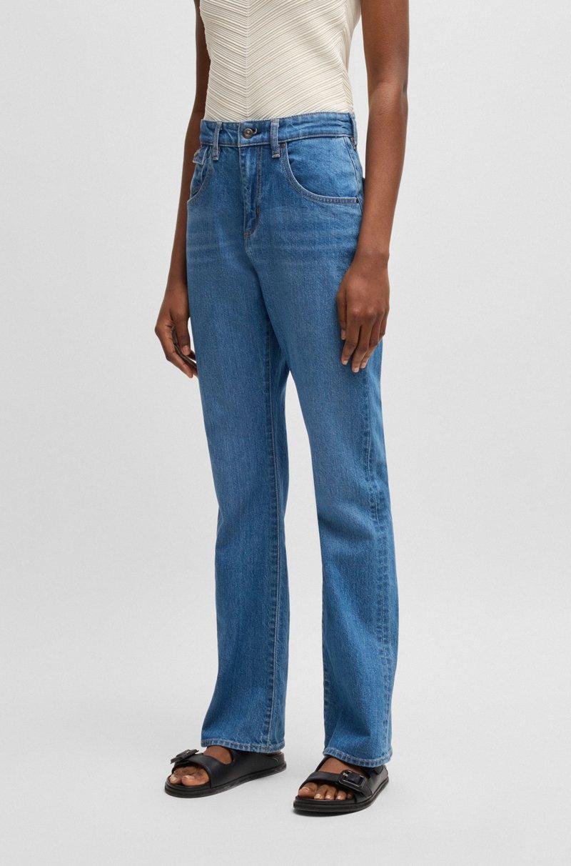 Hugo Boss Vaqueros acampanados de denim elástico y cómodo en tono azul